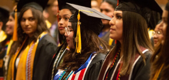 A row of students at graduation