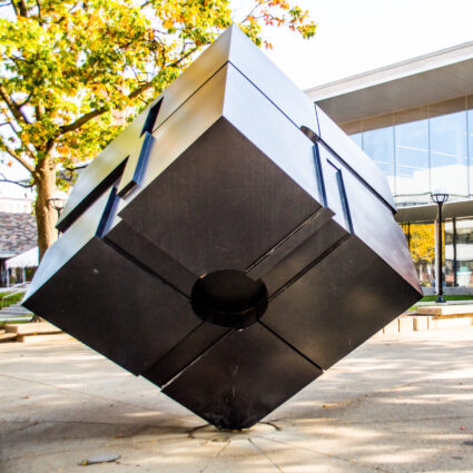 The Cube sculpture on U-M's Central Campus